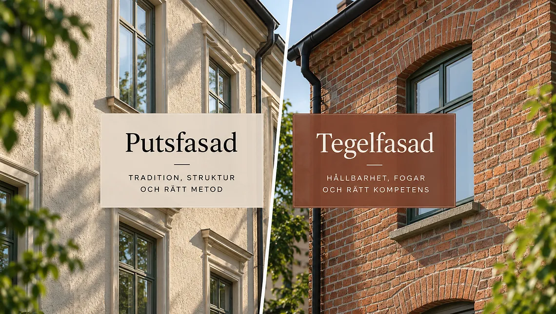 Putsfasad och tegelfasad i jämförelse