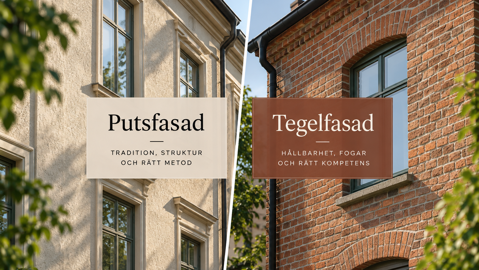 Putsfasad och tegelfasad i jämförelse